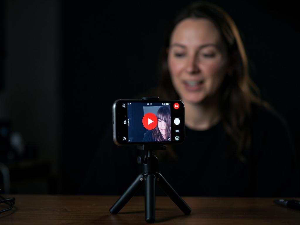 Smartphone filmant une créatrice de contenu